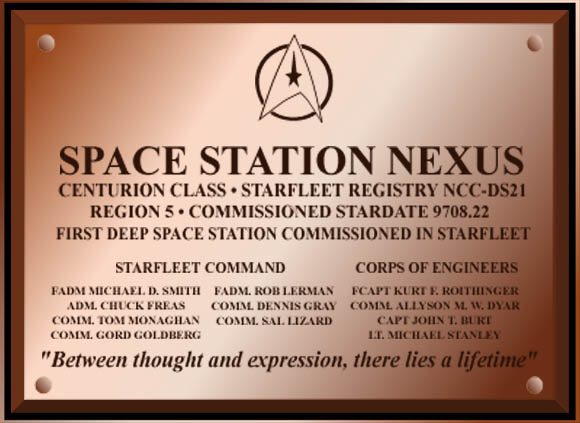 Space Station Nexus Dedication Plaque