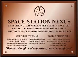 Space Station Nexus Commissioning Plaque